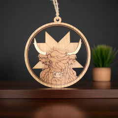 Highland Cow Peeking Ornament