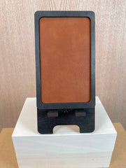 Leather and Wood Phone Holder