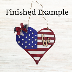 Wood Blank American Flag Heart