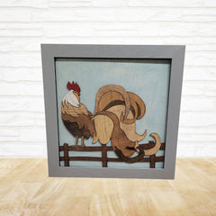 2 Rooster on a Fence