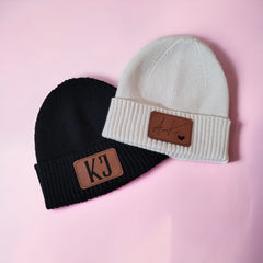 Beanie with Leather Name Patch
