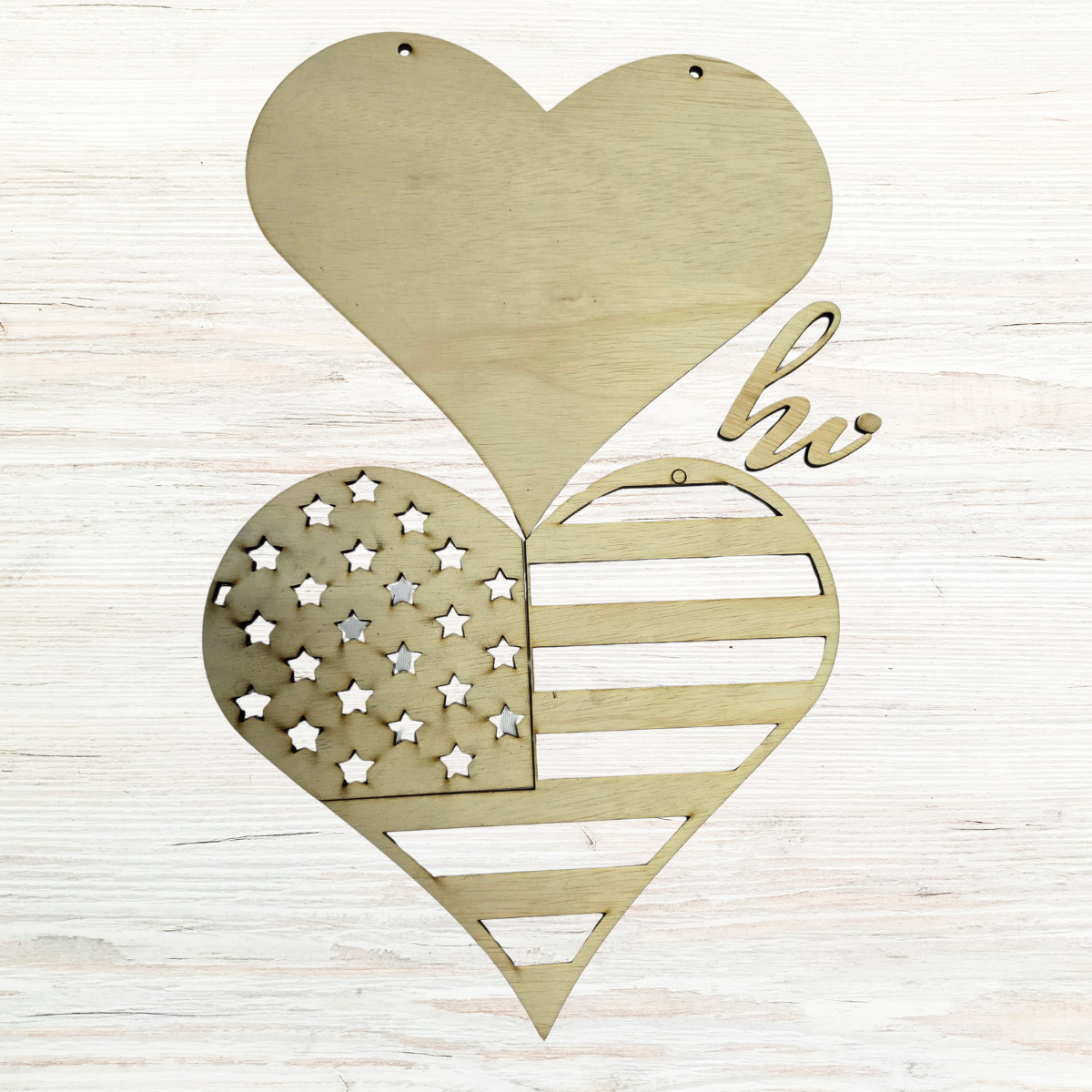 Wood Blank American Flag Heart