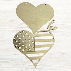 Wood Blank American Flag Heart