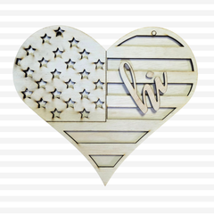 Wood Blank American Flag Heart